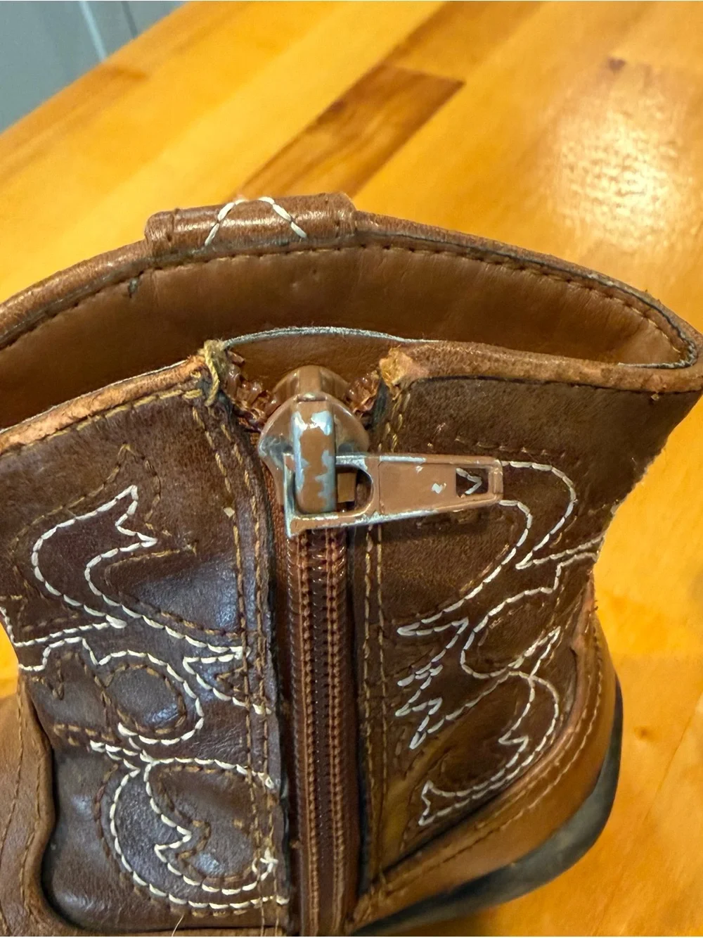 wonder nation Brown Toddler Cowboy Boots with White Stitching
